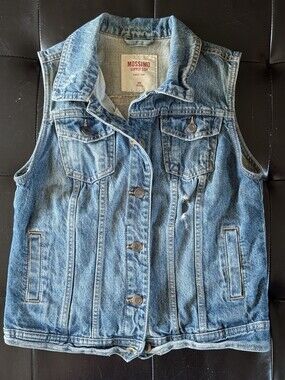 Mossimo Supply Co. Distressed Blue Denim Vest Medium